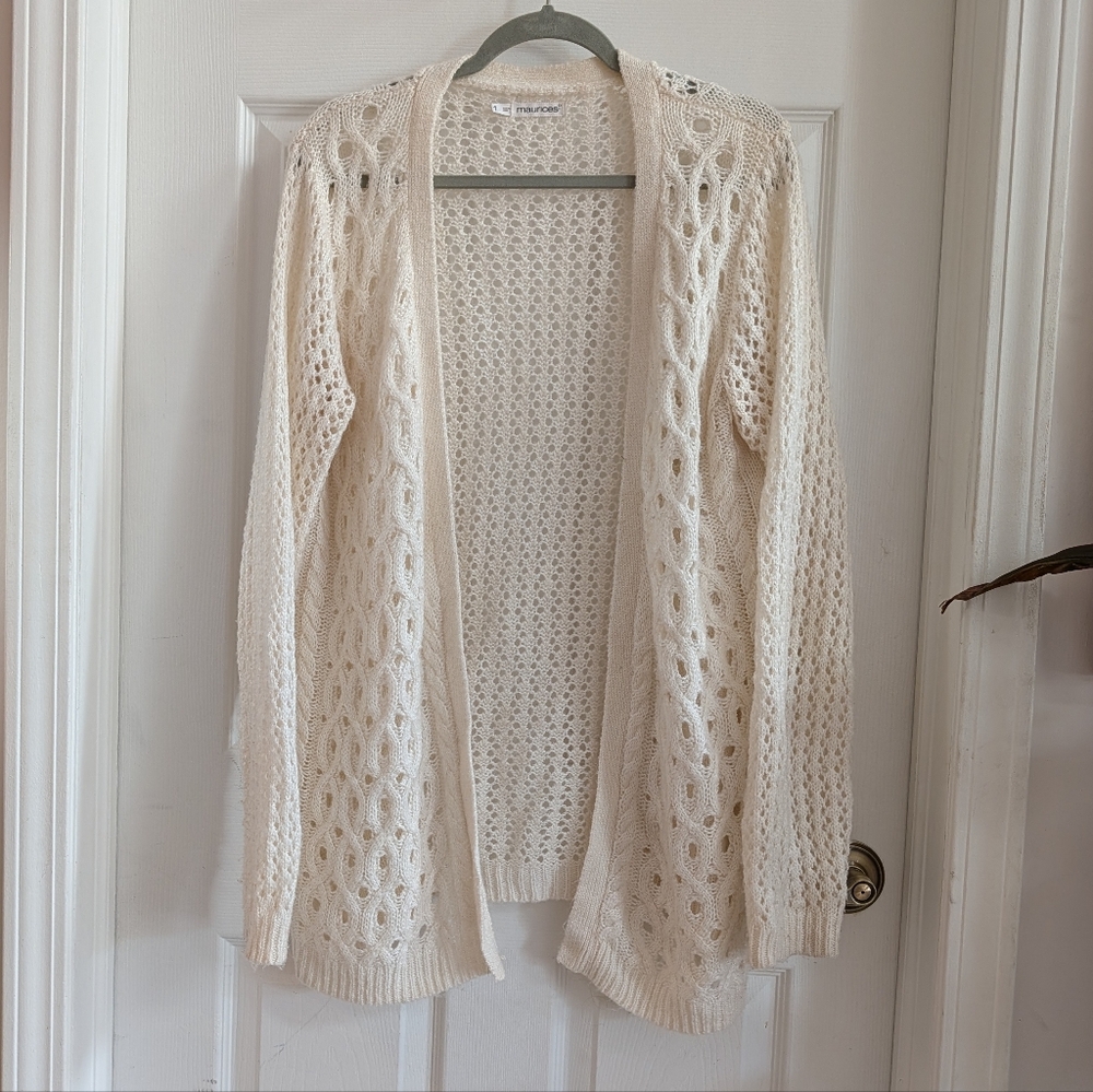 Maurices Cream Open-Knit Cardigan
